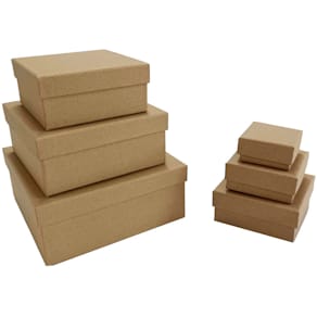 Geschenkkarton Packpapier, natur, quadratisch, 6 Größen