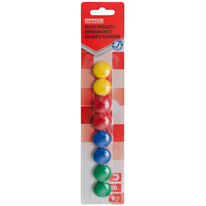 Magneten, 20 mm, geassorteerde kleuren, blister