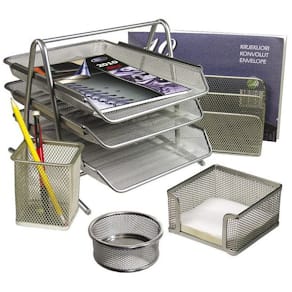 Kontorsset Nät Silver, trådmetall, 5 enheter