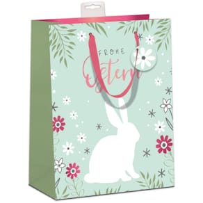 Geschenktasche Skorpion Ostern, Hase/Blumen, grün
