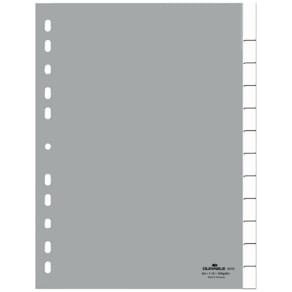 Register Durable, Kunststoff, A4, blanko, 12-teilig, grau