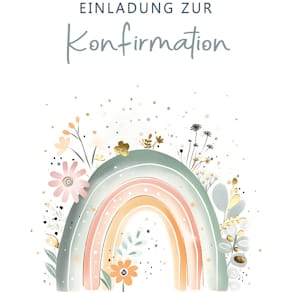 Einladungskarte Konfirmation, 5 Stück, mit Umschlägen, bunt