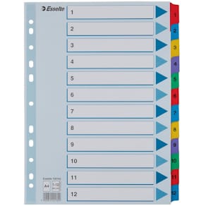 Register ESSELTE Mylar A4 1-12 multifärgat