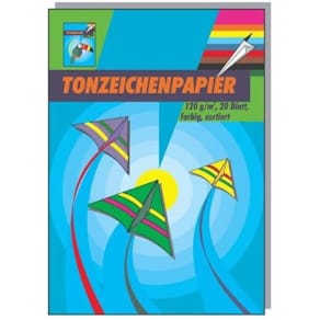Tonpapierblock PVP, A4, 20 Blatt, 120 g/m², 10 Farben sortiert