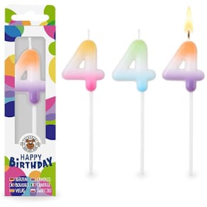 Geburtstagskerze TRENDHAUS, Zahl 4, sortiert