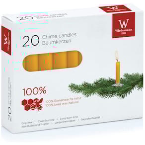 Christbaumkerze Wiedemann, 100% Bienenwachs, natur, 20 Stück