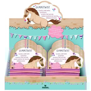 Gummitwist MOSES Pferde, pink/lila/rosa, mit Glitzergarn