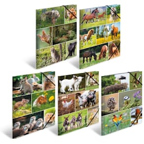 Gummizugmappe HERMA Tierwelten, A4, sortiert, 10 Stück