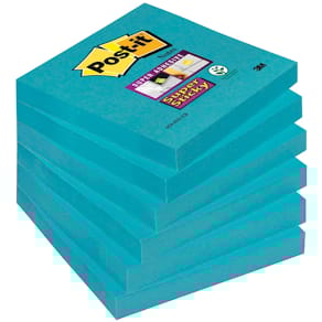 Notitieblok Post-it Super Sticky, 76 x 76 mm, 6 stuks, blauw