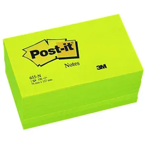 Post-It Neongrön, 76x127mm, 6st