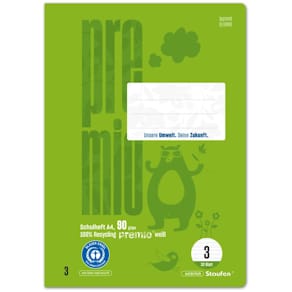 Heft Staufen Premio, Lin. 3, A4, 32 Blatt, 21 Doppellinien, hg