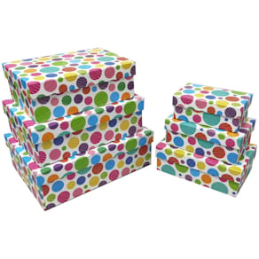 Geschenkkarton PBS Punkte, bunt, 6 Größen (rechteckig)