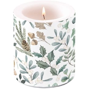 Kerze AMBIENTE Sammlung von Blättern, rund, 10 cm, bunt