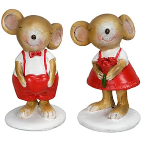 Dekofigur Maus, Polyresin, rot/braun, sortiert