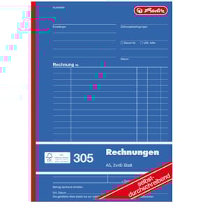 Rechnungsbuch Herlitz 305, A5, 2x40 Blatt, SD