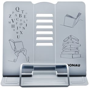 Leseständer DONAU Metall, Motiv "Bücher", grau