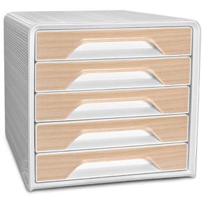 Skuffekabinett CEP Smoove 5sk hvit/bjørk