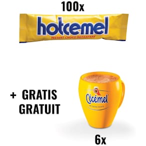 Chocoladepoeder Hotcémel, 30 g, pak van 100 (actie)