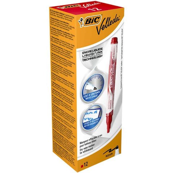 Whiteboardpenn BIC Velleda pocket rød 12st
