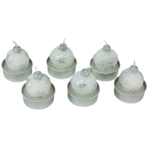 Teelichter PBS Kugel, weiß, Schneeflocken, 6 Stück