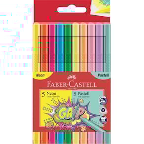 Faserschreiber Faber-Castell Grip, Neon & Pastell, 10er Etui