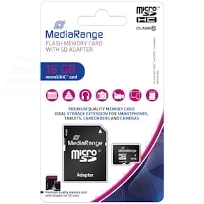 MicroSDHC-Speicherkarte MediaRange MR958, 16 GB