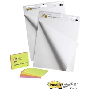 Flipoverblok Post-it Super Sticky hvid 635x762 mm, 2 stk