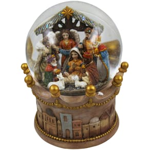 Schneekugel Noname Krippe, LED & Musik, 18,5x18,5x22cm