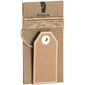 Geschenkanhänger RÖSSLER, Kraftpapier, 4 Stück, goldene Heißfolie