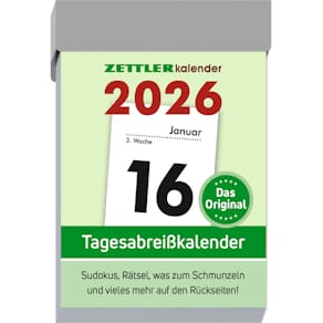 Tagesabreißkalender Zettler Typ 301, 1 Tag/Seite, 4,1 x 5,9 cm