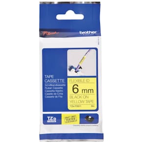 Schriftband Brother TZe, 6 mm x 8 m, schwarz auf gelb, laminiert
