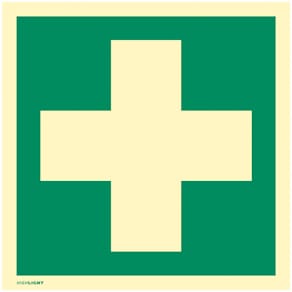 Erste-Hilfe-Schild MOEDEL, ISO 7010, Folie, langnachleuchtend, 14