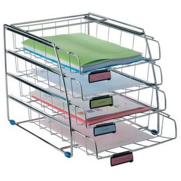 Brevkurv ALBA 4 hyller mesh sølv