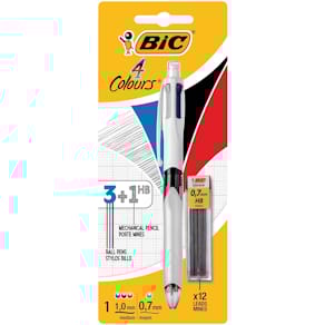 Balpen BIC 4 Colours 3 + 1 HB, medium, 3 klassieke kleuren