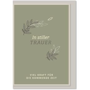 Trauerkarte KOMMA³, geprägt, Heißfolienveredelung, weiß/schwarz, 