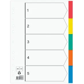 Plastregister otryckta A4 5-flik