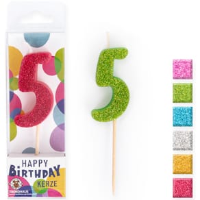 Kerze BIRTHDAY FUN, Zahl 5, sortiert