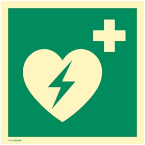 Defibrillator-Schild MOEDEL AED ISO7010, 200x200 mm