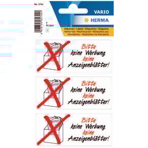 Hinweisetiketten HERMA 'Keine Werbung/Anzeigenblätter', 3 St.