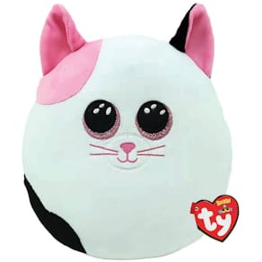 Plüschfigur-Kissen TY Squish-a-Boos Katze Muffin, weiß-rosa