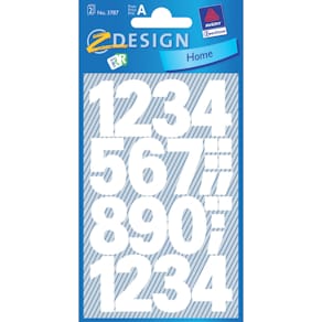 Zahlenetiketten Avery Zweckform Home, 0–9, Folie, weiß, 28 Stück