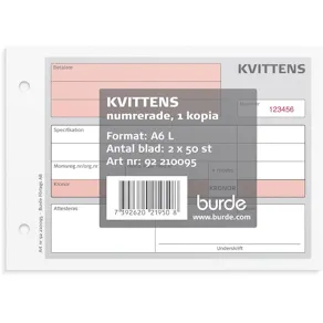 Blankett kvittens A6L 2x50 blad kopia