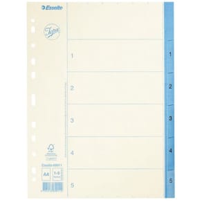 Pärmregister JOPA Papper A4 1-5, blå flik, 20st