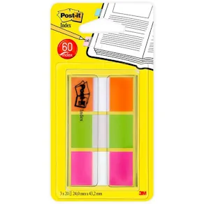 Index POST-IT 24x43,2mm neon 60/fp