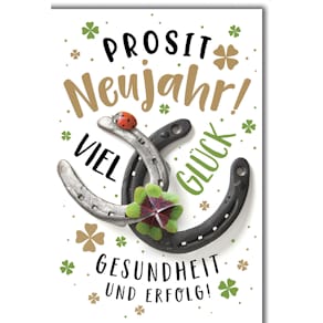 Neujahrskarte Noname, geprägt, bunt, 11,5 x 17 cm, mit Umschlag