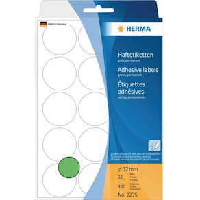 Märketiketter HERMA ej utskrift Grön, runda, Ø32mm, 480/fp
