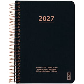 KOZO Kalender 2027 A6 Vecka per uppslag Black