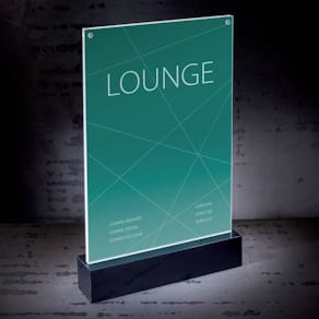 Tischaufsteller Sigel luminous, LED, für A4, glasklar/schwarz