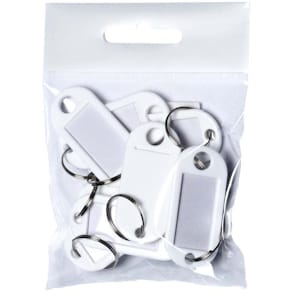 Nøgleskilt BNT hvid plast, 50x23 mm, etiket 30x15 mm