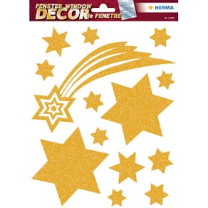 Fensterbild HERMA Sterne Gold, 14 Stück
